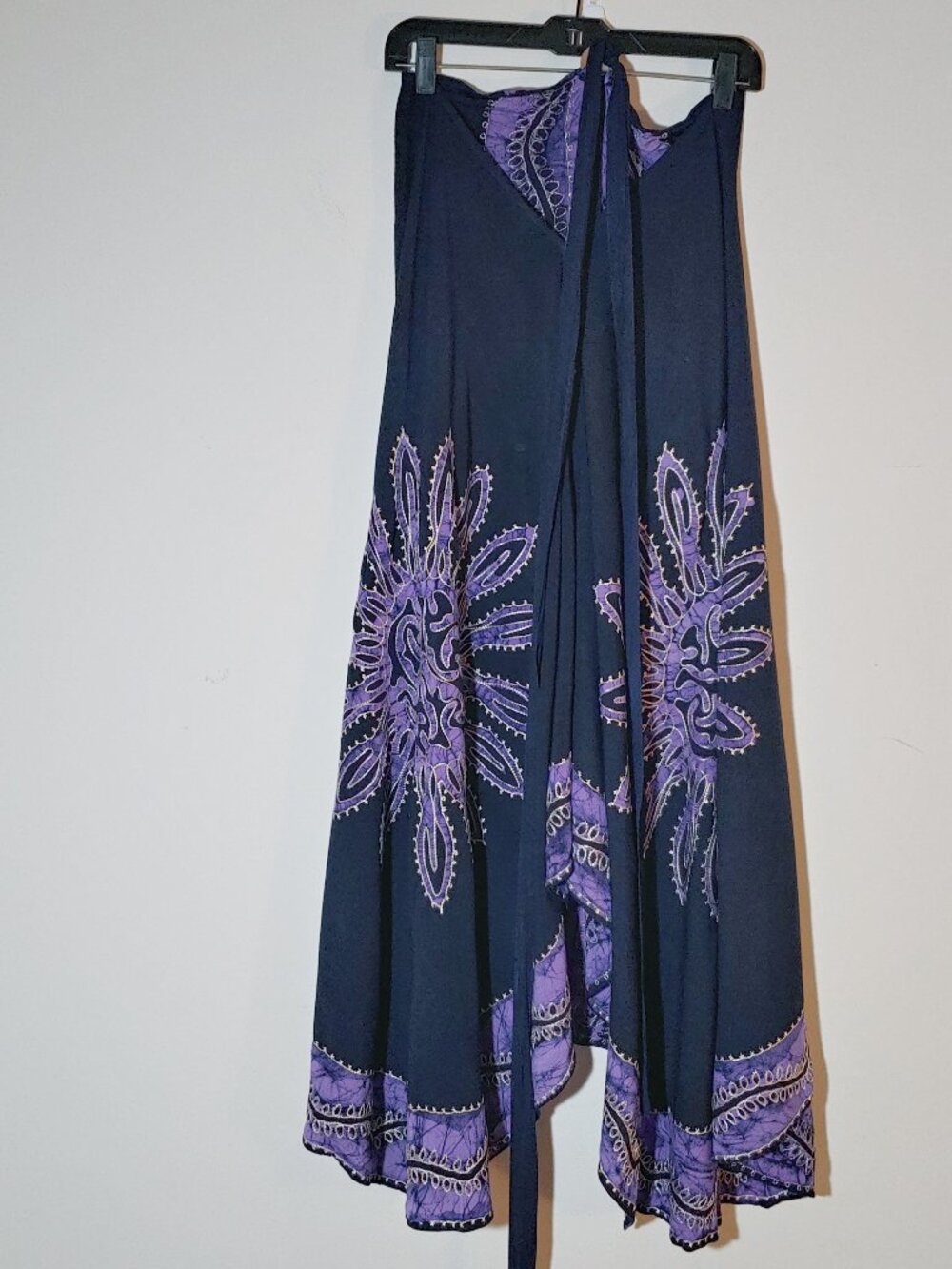 Advance Apparels Embroidered Asymmetric Halter Tie Up Maxi Dress OS Black Purple